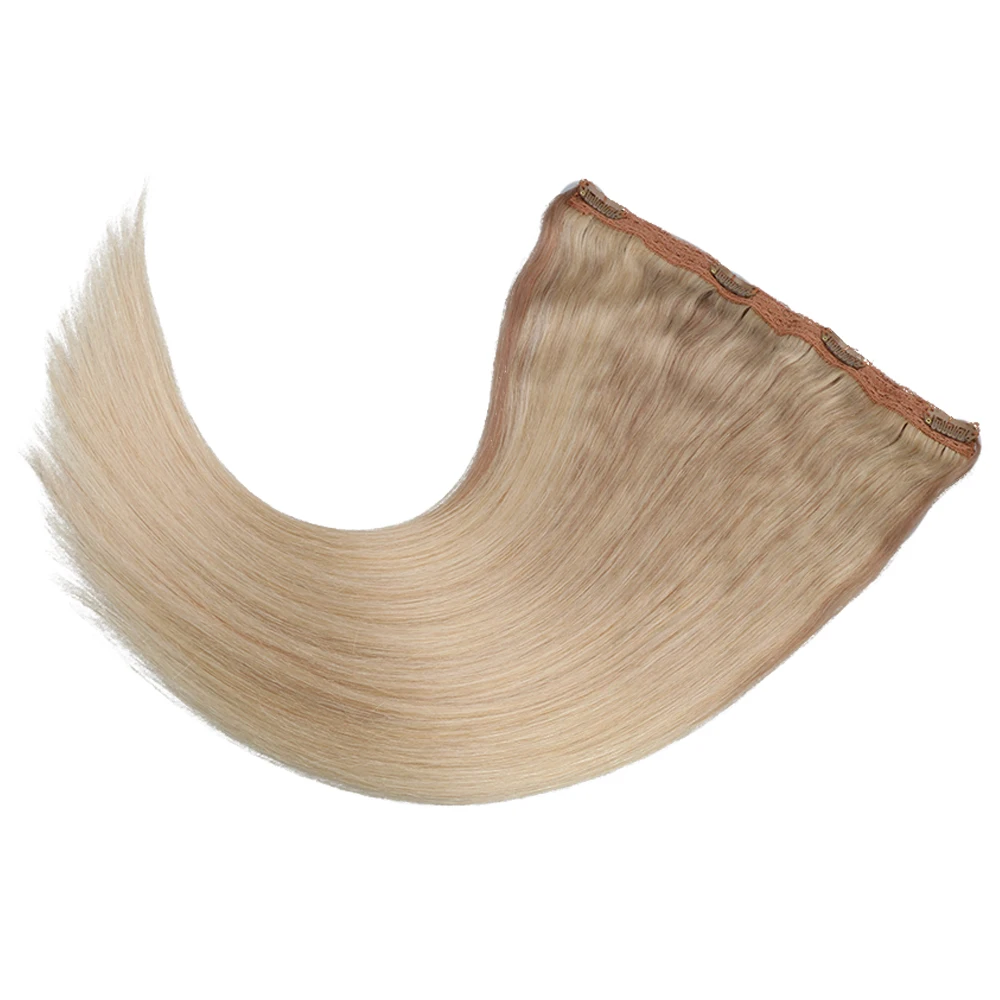 Russian One Piece Clip in Hair Extensions Human Hair 4 clips with lace 80g 100g-One Pieces for Women 14-24inch