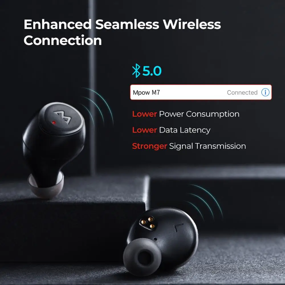 Беспроводные наушники Mpow M7 TWS водонепроницаемость iPX7 Bluetooth 5 0 время