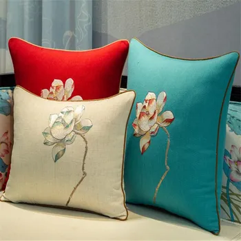 

free shipping elegance classical lutos linen embroidery throw Pillow case45x45cm Pillow linen cushion pillow chair decorative