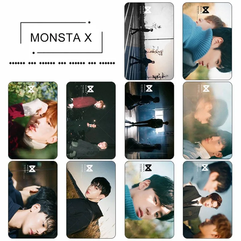 10 шт./компл. MONSTA X Мини 6-й альбом липкие фото карты Новая мода карты с кристаллами наклейки