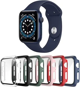 Case + Tempered film For Apple watch Case 45mm 41mm 44mm 42mm 40mm 38mm Protective glass + edge shell for iWatch 7 6 5 4 SE Case 1