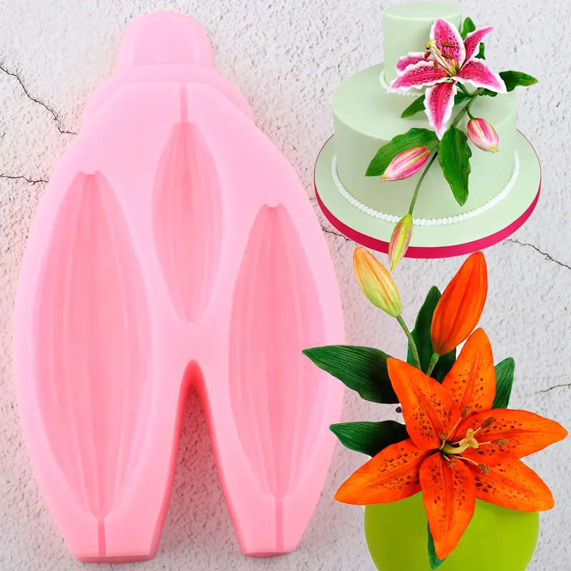 

Lily Buds Mould Cake Decorating Tools Cake Border Silicone Molds Flower Petals Fondant Mold Candy Clay Chocolate Gumpaste Moulds