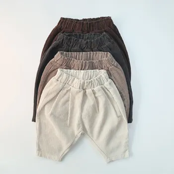

Kids Casual Elastic Waist Pant Solid Color Cotton Thick Corduroy Trousers Baby Boys And Girls Pants Children's Clothing