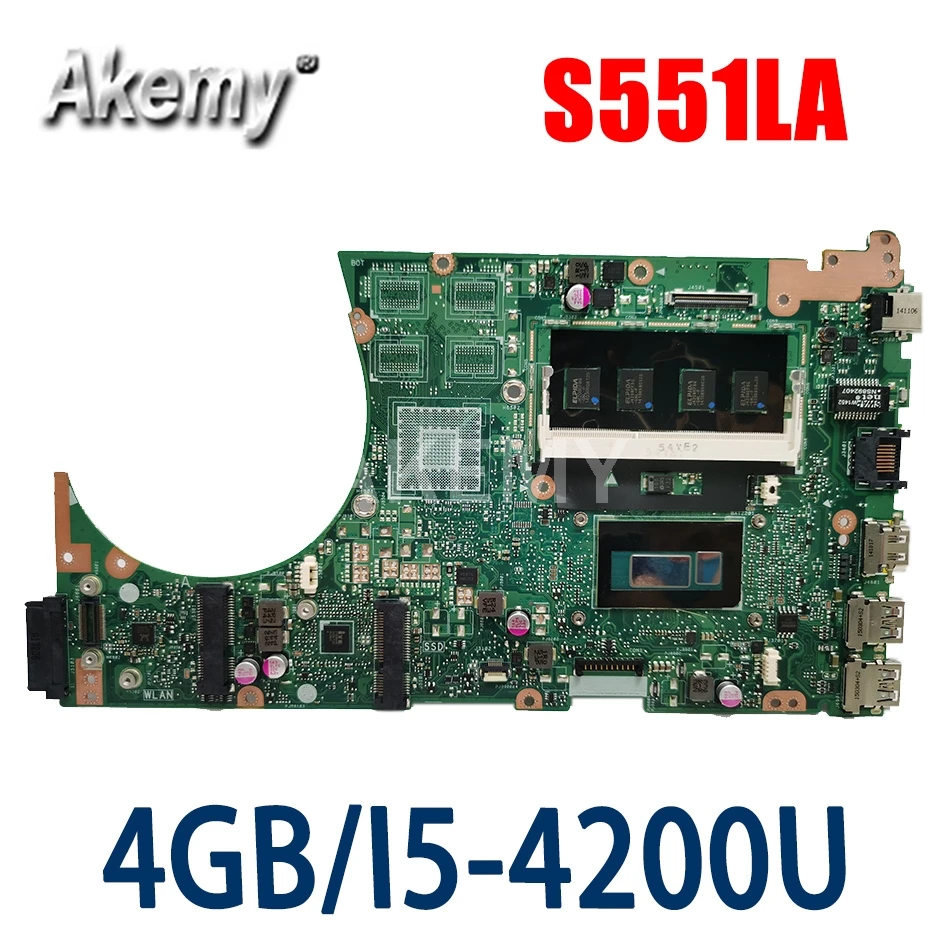 ERILLES S551LA для ASUS S551LB S551LN Vivobook Материнская плата ноутбука I5-4200U 4G RAM REV2.2 Тестовая