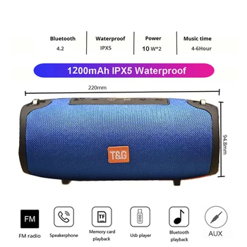

New TG117 TG125 TG118 Bluetooth Speaker 3 Version Waterproof Portable Column Loudspeaker Box Support TF Card FM Radio Aux Input