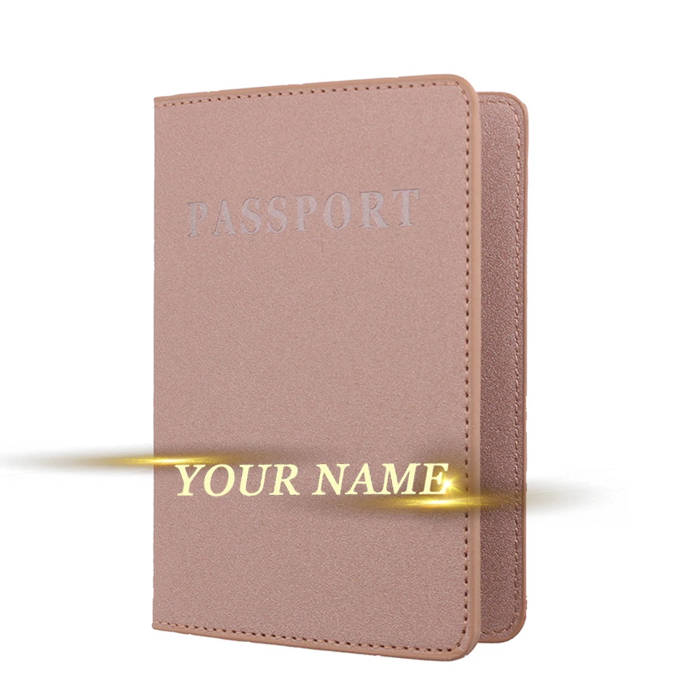 Funda de pasaporte de cuero mate grabada, personalizada, para hombre y mujer, para viaje, tarjetero