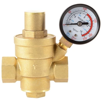 

HOT-DN15 1/2 Inch Brass Water Pressure Reducing Maintaining Valves Regulator Adjustable Relief Valves with Gauge Meter