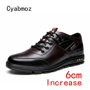 

Cyabmoz Men Sneakers Height increasing Shoes 6cm Lace up Party Plaid Hidden Elevator Fashion Business shoes New Man Shoes Black