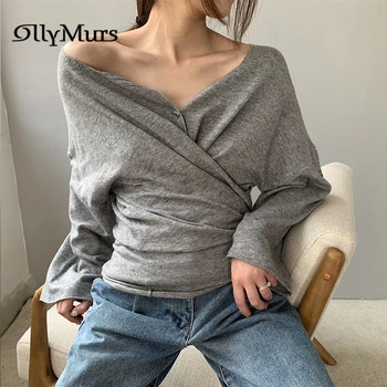 

Solid Knitting Sweaters KM038 Elegant V-Neck Ladies Knitted Cardigans Spring Fashion Women's Clothing Single Breasted Cardigan