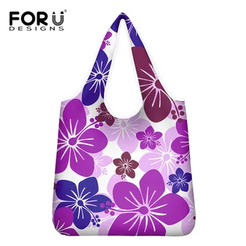 

FORUDESIHNS Women Beautiful Shopping Bag Flower Print Grocery Tote Large Eco Reusable Shop Bags Casual Shoulder Handbag Pouch
