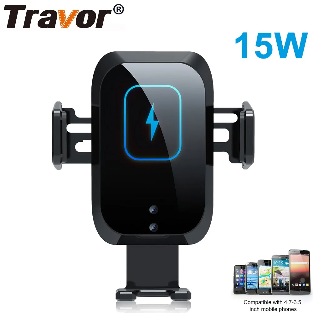 TRAVOR 15W Fast Car Charger Phone Charger Induction Charger Mount Phone Holder For All Phones With Wireless Charging Function