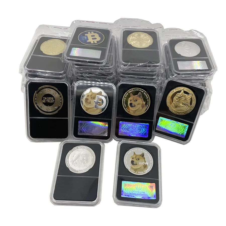 Dogecoin/Биткоин/ETH/Litecoin/Dash/Ripple/даться/EOS металлический серебристый/золотистый Ада