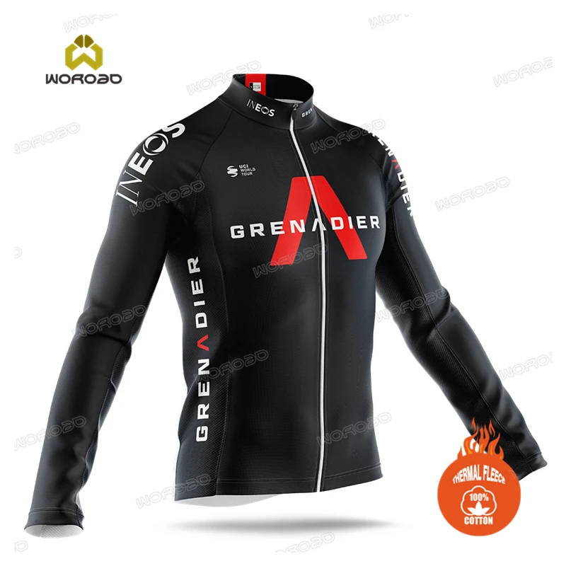 Winter Ineos Cycling Jacket Bike Jersey Men Thermal Fleece Long Sleeve Sweatshirt MTB Sportswear Bicycle Team Ride Uniform