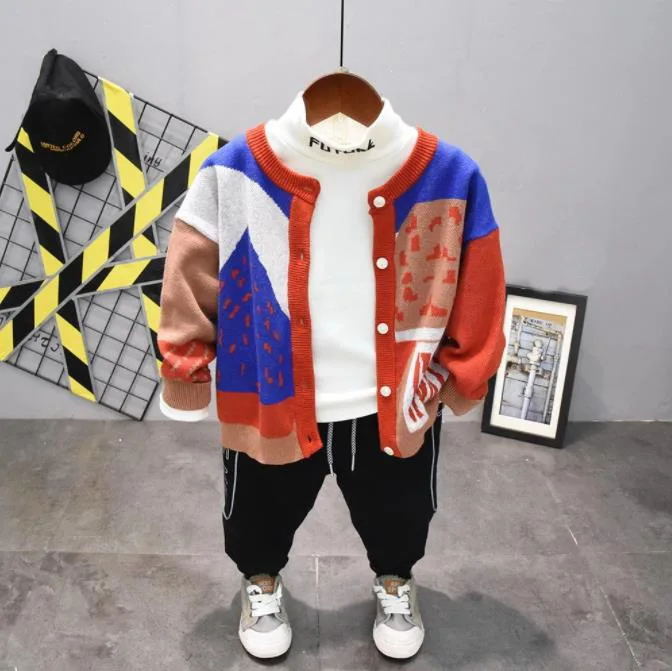

Kids Clothes Children Boy Spring Autumn Outfits Set Baby Boys Costume kniting Cardigan +T-Shirt + Pants 3PCS 2-7years Tracksuit