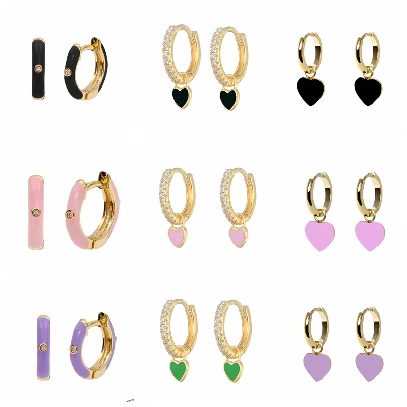 CANNER Color Dripping Oil Hoop Earrings For Women Pendientes Mujer Piercing Mom Gift Trend Cartilage hoop earrings