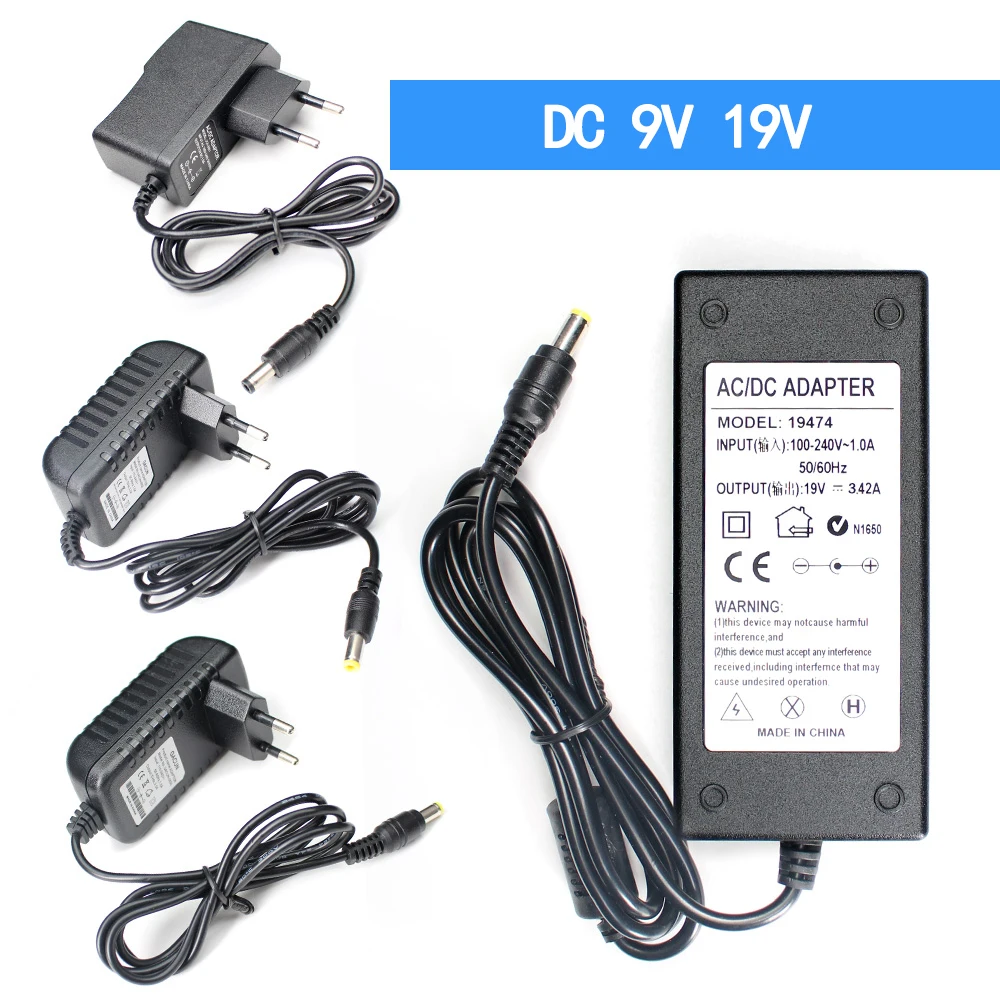 AC 220V DC 9V 19V 범용 어댑터 9 19 V 볼트 1A 2A 3A 4A 5A 3.42A 4.74A 전원 공급 장치 충전기 노트북 변압기 5.5*2.5MM