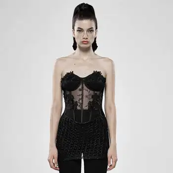 

Punk Rave Women's Goth Floral Sheer Overbust Corsets WY-1119SYF