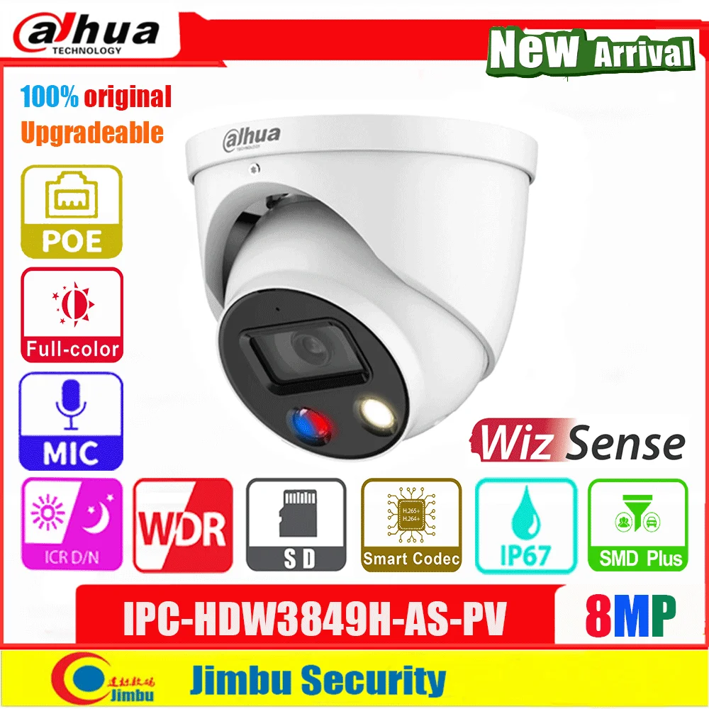 Dahua Original Wizsense 8mp Ip Camera Poe Ipc Hdw3849h As Pv Full Color H 265 Sd Slot Built In Mic Monitor Surveillance Ir30m Surveillance Cameras Aliexpress