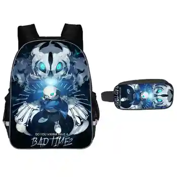 

Anime Undertale Backpack for Teenage Girls Boys Pencil Holder Sans Children School Case + Book Bag Set Women Men Travel Bags