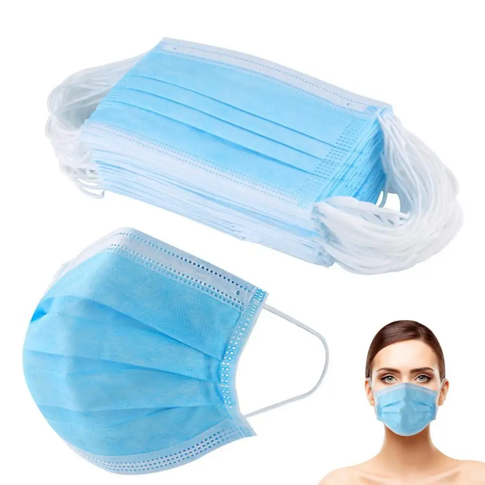 In lager Einweg Masken 10/50 stücke Mund Maske 3-Ply Anti-Staub Vlies Elastische Ohrbügel Salon Mund Gesicht masken