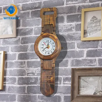

Pattern Environmental Protection Retro Clock Wooden Wall Clock Study Bedroom Living Room Decoration Jump Seconds Chip Watch