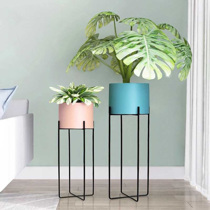 

Nordic Wrought Iron Flower Stand Modern Minimalist Flowerpot Indoor Living Room Floor-standing Green Sage Orchid Potted Shelf