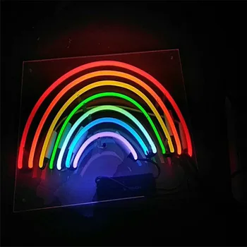 

RAINBOW Neon sign OPEN DUSK Glass Tube Bulb Light icons light Lamps display Signboard Handmade neon light for room wall