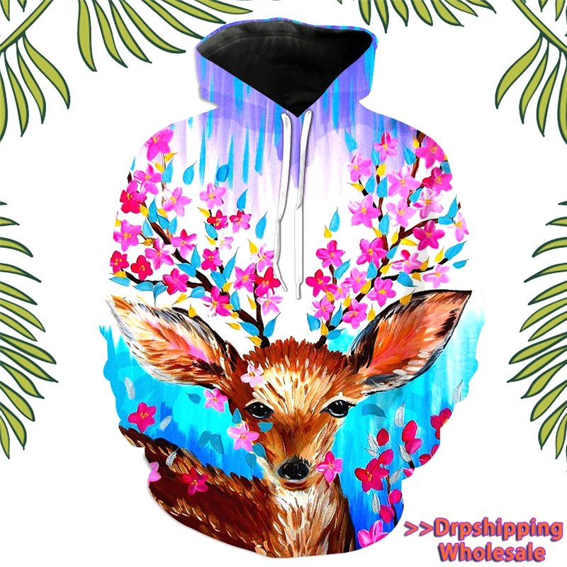 Hoodie Men 3d Custom Deer Christmas Spring Girls Womens Hoodies For Boys Cool Hoodies Streetwear Pullover Dropshipping Big Size