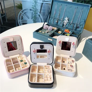 

2020 Universal Jewelry Organizer Display Travel Jewelry Case Boxes Portable Jewelry Box Button Leather Storage Zipper Jewelers