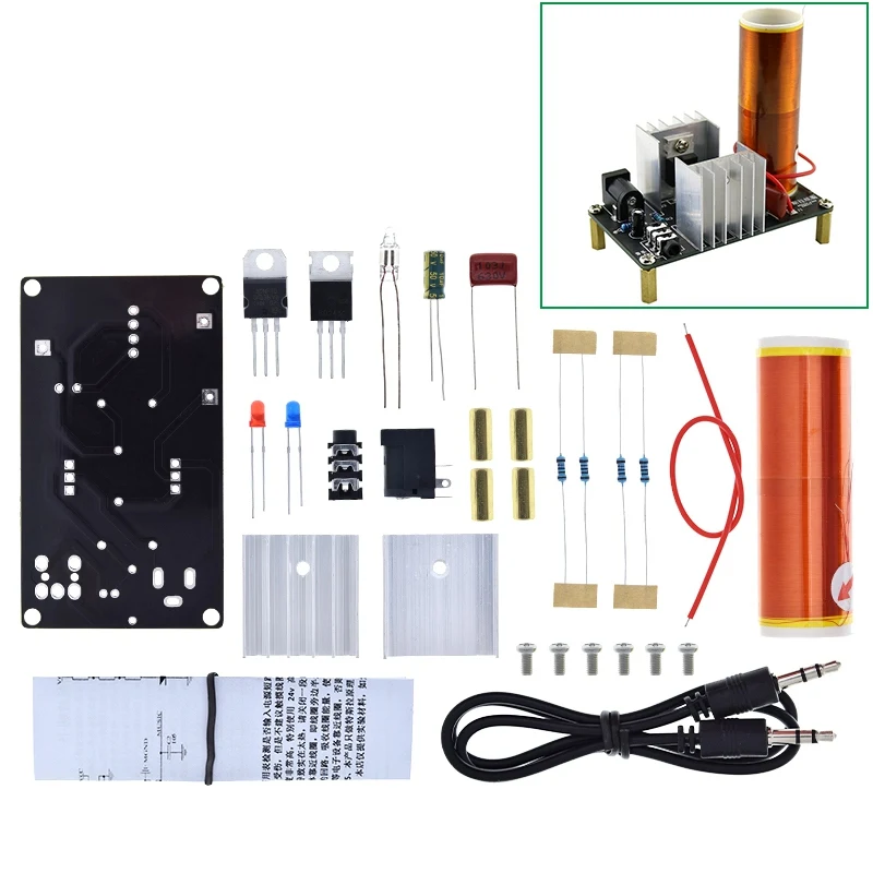 Mini Tesla Coil Spule Plasma Lautsprecher Musik Magisch Elektronisch 15W DIY Kit 