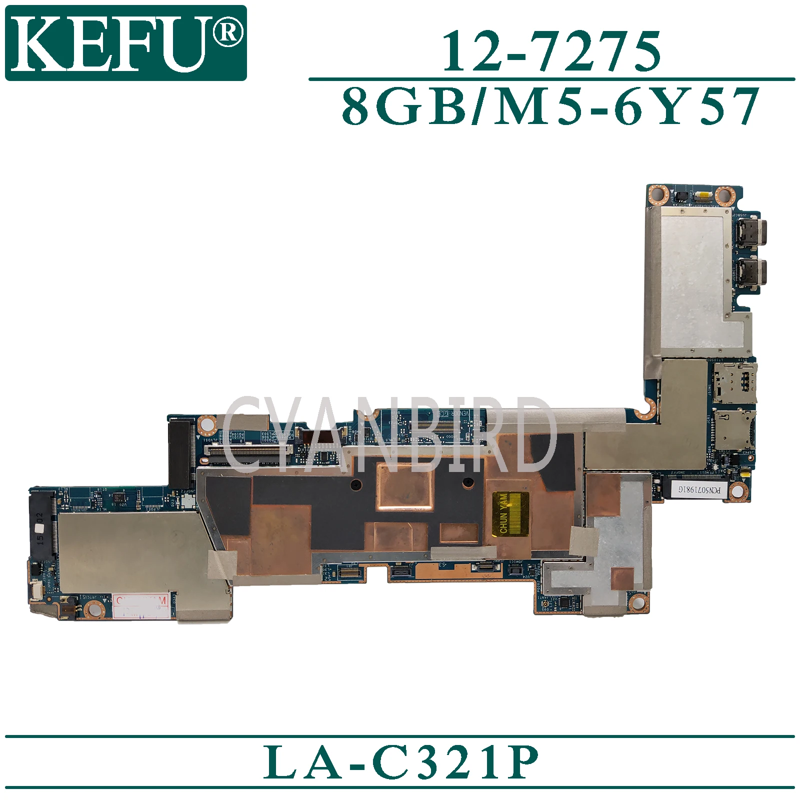 

KEFU LA-C321P original mainboard for Dell Latitude 12-7275 with 8GB-RAM M5-6Y57 Laptop motherboard