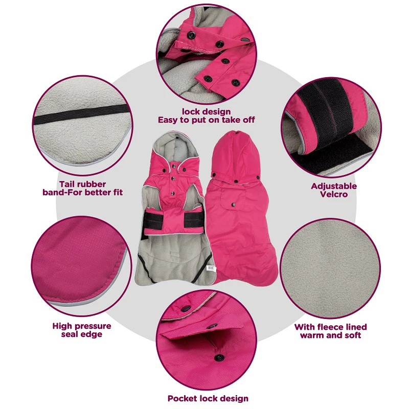 Goede Warme Kleine Hond Kleding Winter Waterdichte Hond Jas Fleece Doggie Hooded Regenjas Huisdier Kleding Vest Reflecterende Puppy Jacket