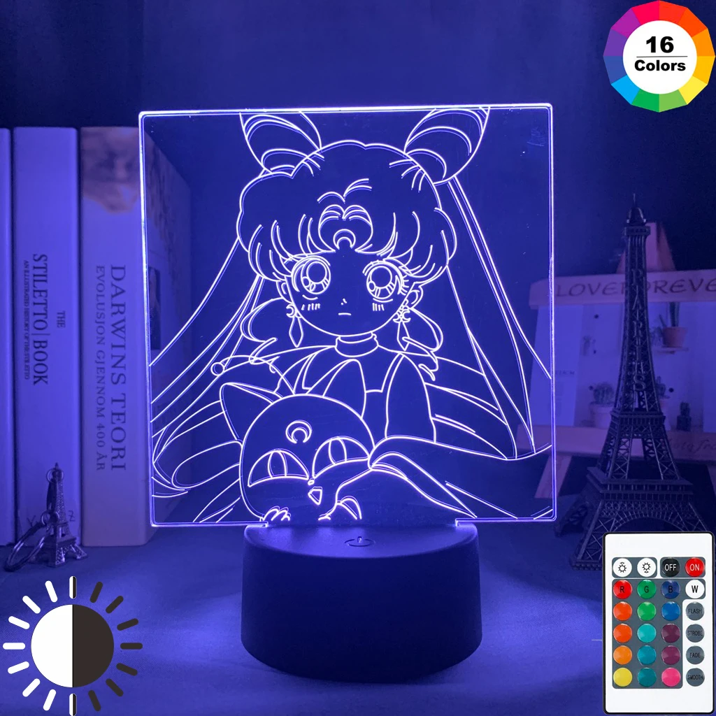 

Sailor Moon 3d lamp Light for Girls Bedroom Decor Anime Characters Led Table Lamp Light Touch Sensor Rgb Colorful Nightlight