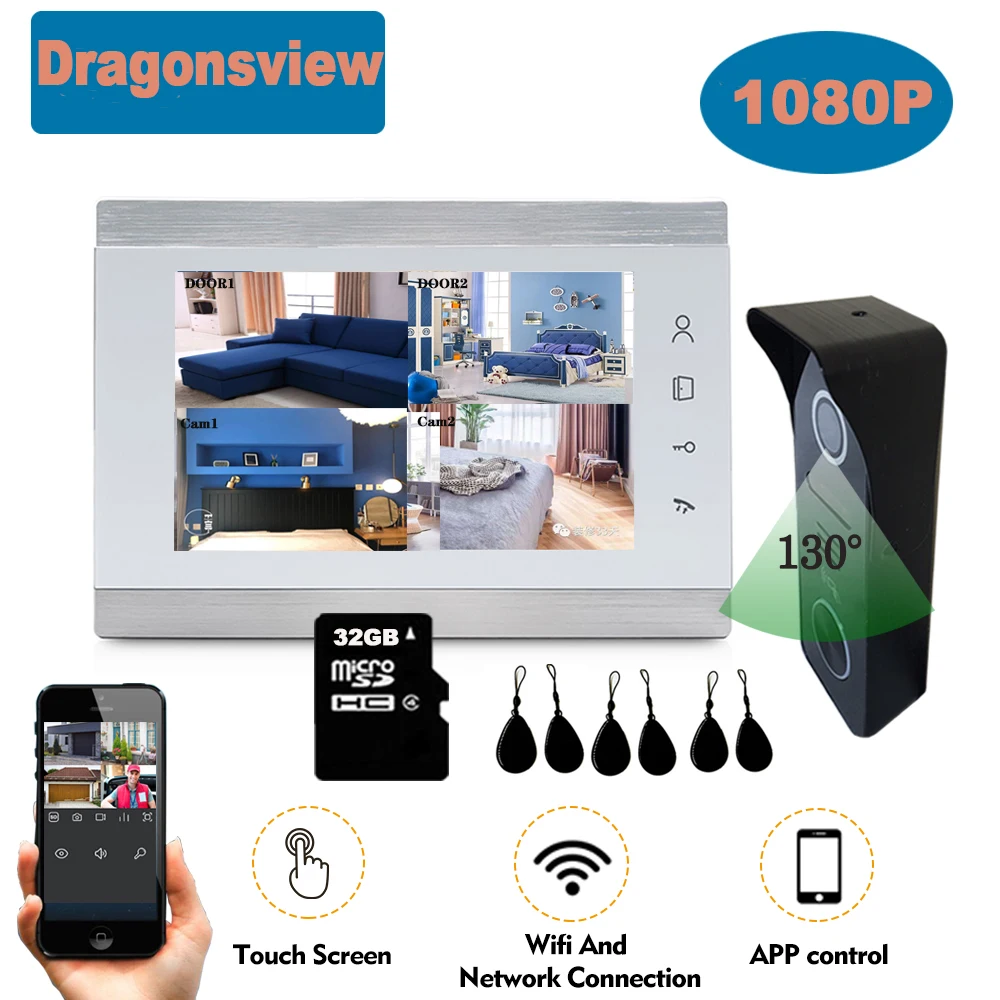 Dragonsview 1080P сенсорный экран Wi Fi беспроводной домашний домофон видео телефон