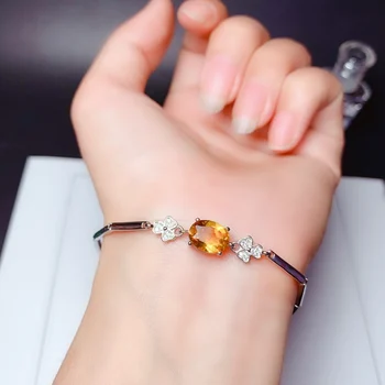 

shilovem 925 sterling silver piezoelectric citrine Bracelets fine Jewelry Christmas gift women trendy party 7*9mm bl0709666agj