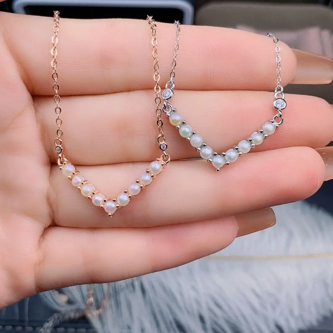 

Sterling Silver 925 Pearl Necklace Choker Pearl Jewelry Rose Gold Necklaces Casual/Sporty