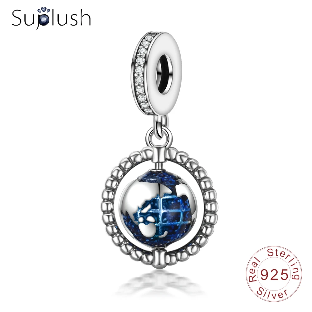 

Suplush 100% 925 Sterling Silver Charm Pendant Fit Original Charm Bracelet Blue Enamel Charm 925 Silver DIY Jewelry Gift