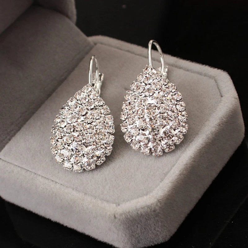 

2019 Women's Earrings Fashion Water Drop Rhinestones Hoop Earrings For Women Accessories Jewelry Wedding boucle d'oreille