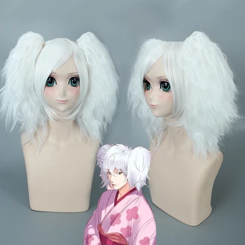 

Gintama Sakata Gintoki Women Two Ponytails White Cosplay Wig Female Heat Resistant Synthetic Hair Party Costume Wigs