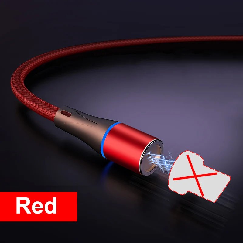 Olaf светодиодный магнитный USB кабель для samsung s9 Xiaomi для iPhone XS X Магнитный штекер и usb type-C кабель и Micro USB кабель для быстрой зарядки - Цвет: Only Cable Red