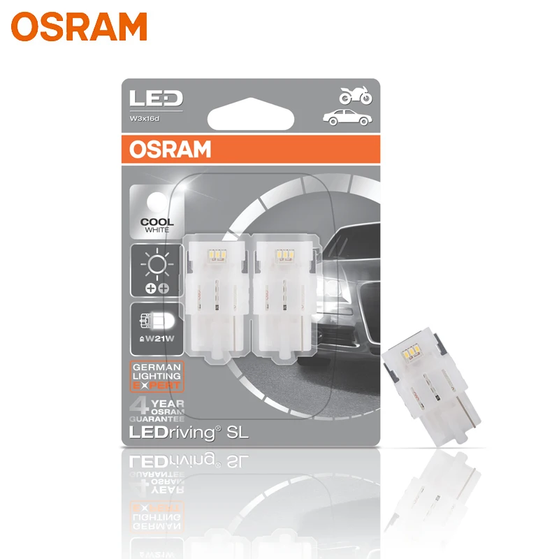 OSRAM СВЕТОДИОДНЫЙ Стандартный Модернизированный W21W T20 7706CW 7440 6000K холодный белый