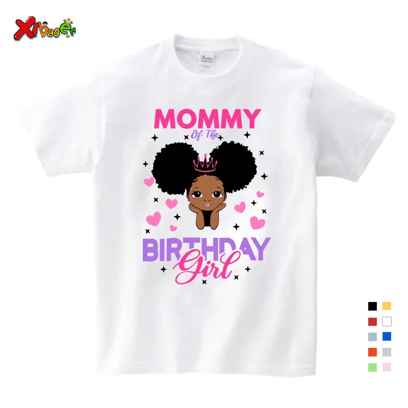 Birthday Girls T Shirt Family Matching Clothes Birthday Shirt Gift Black Princess Shirt Custom Name Kids Clothing Party Outfits 3