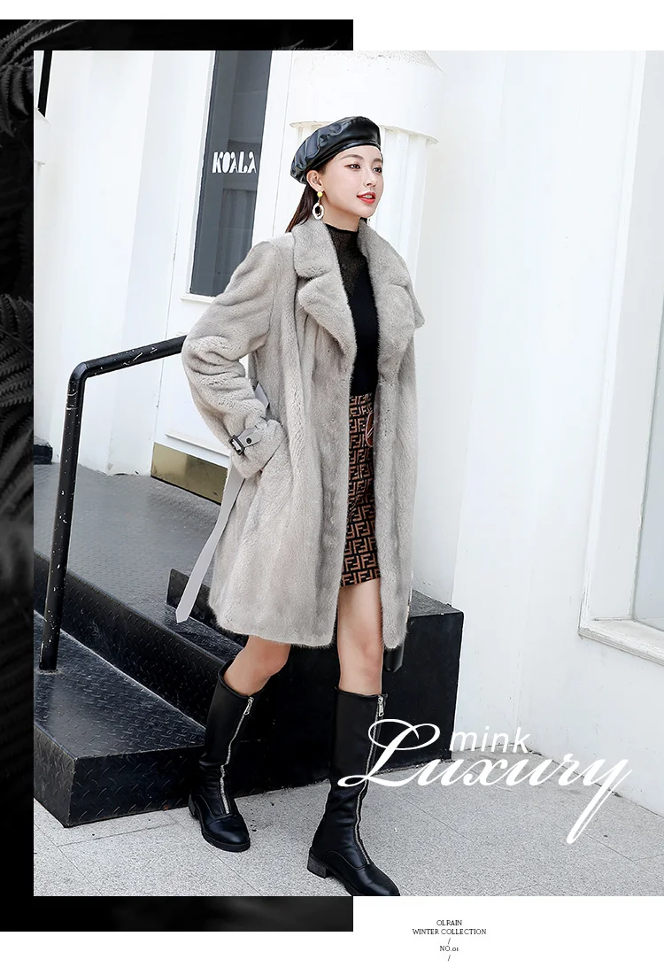 new female mink fur coat jacket suit collar whole mink 1008