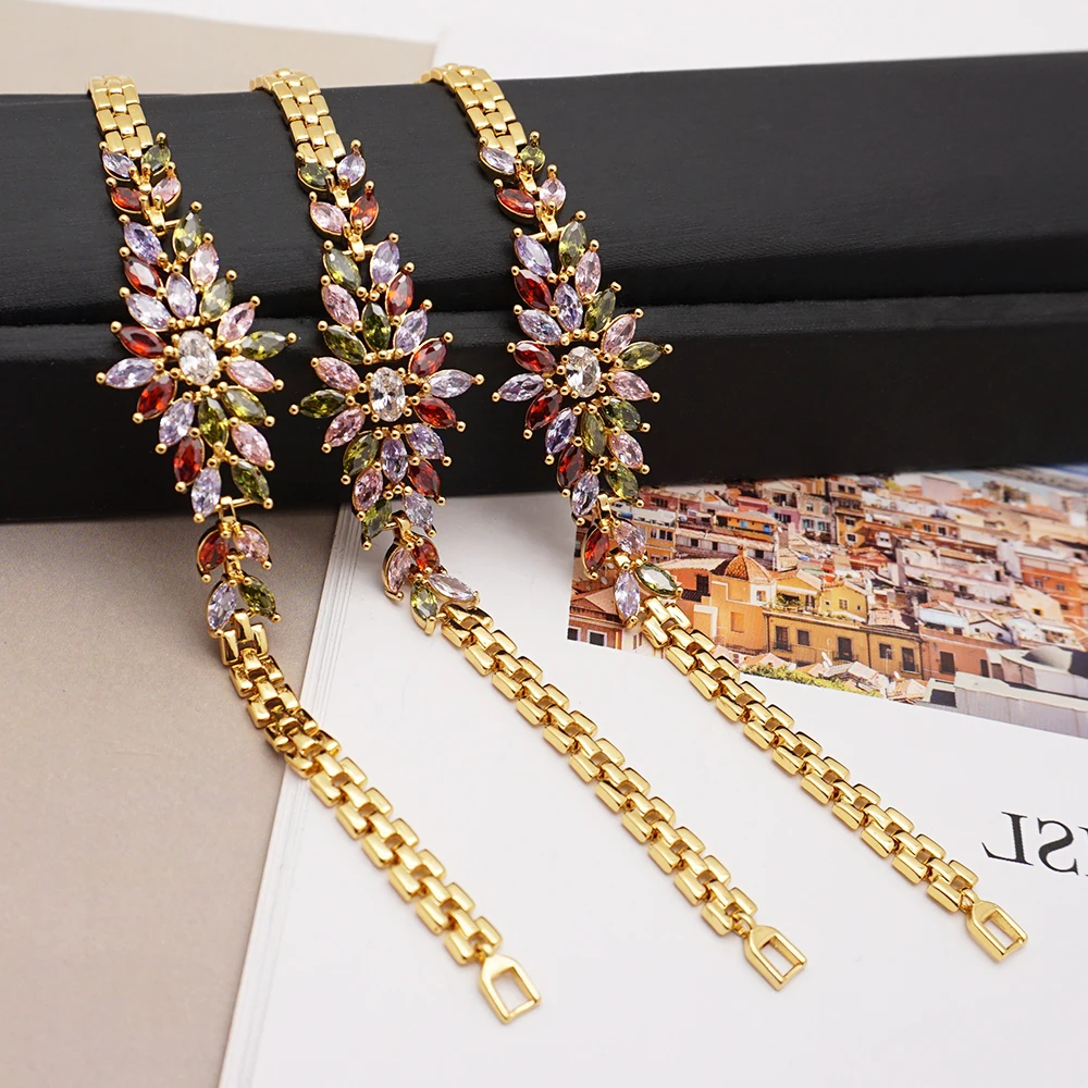 MIRAFEEL роскошные свадебные украшения золотой цвет браслет цепочка для женщин высокое качество кубический циркон браслеты