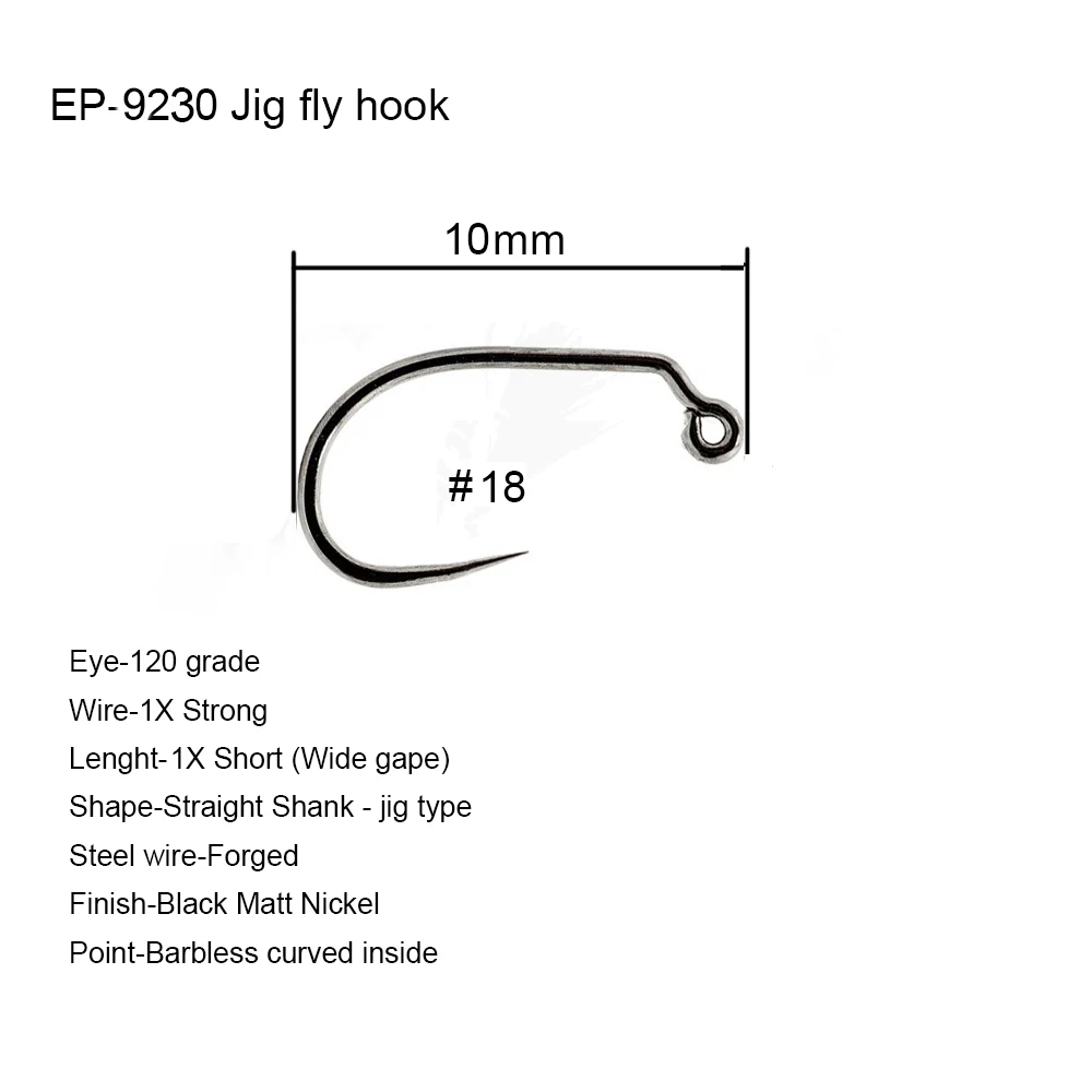 Eupheng 25 шт. 50 шт. EP-9230 джиг глаз сильная соревнование джиг Муха Крючки без колючки сухие черные рыболовные крючки для сухих мух - Цвет: 9230S18Q50PCS