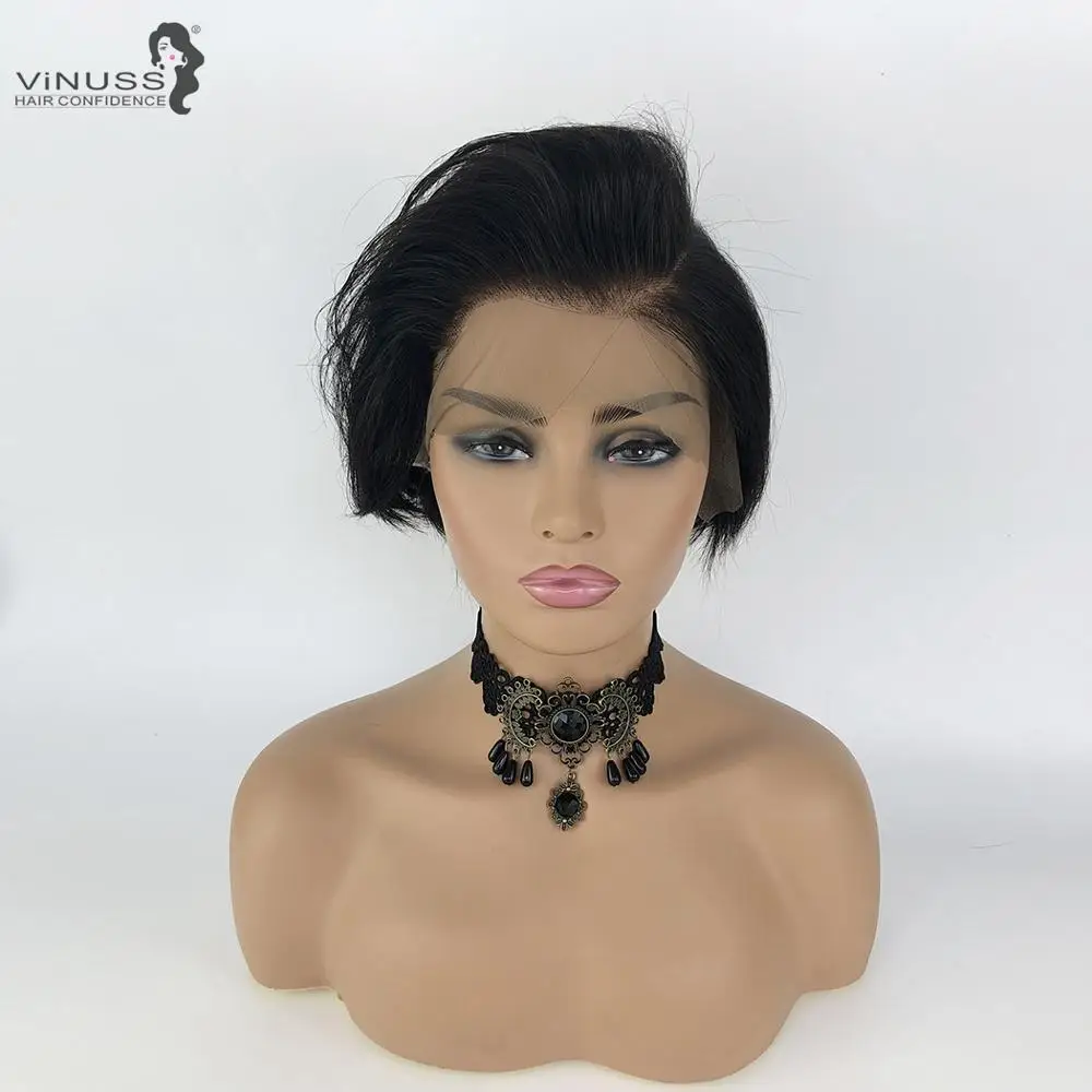 

8Inch Short Pixie Cut Lace Front Human Hair Wigs For Women Pre Plucked Brazilian Remy 13X4 Lace Front Wigs Bleached Knots Vinuss