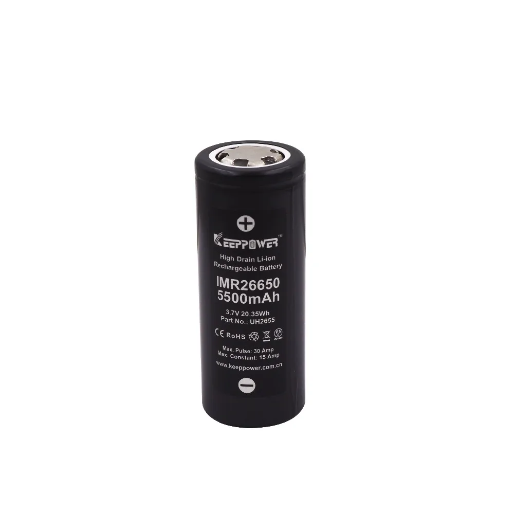 4 шт., KeepPower IMR 26650, батарея IMR26650, 5500 мАч, Макс., 30A, разрядка, 3,7 в, литиевая батарея