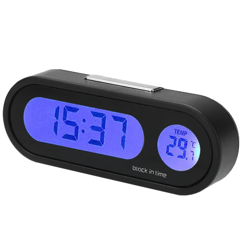 

Mayitr 1pc 12V 2 In 1 LCD Digital LED Car Electronic Time Clock Thermometer With Backlight Fine