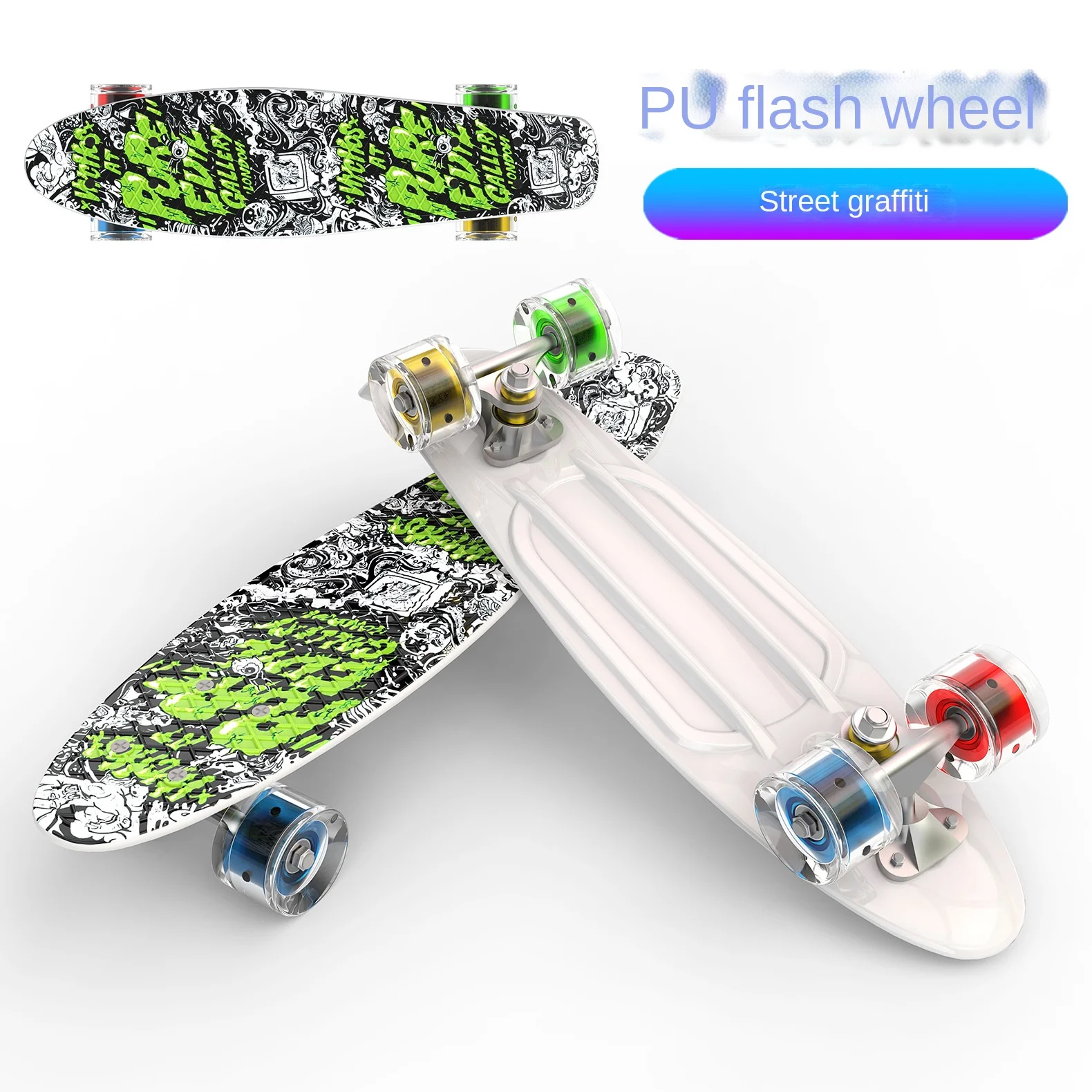 Children's Single Tilt Four-wheel Skateboard Transportation Printing Fish-shaped Board 22 Inch Fish-shaped Board Fish