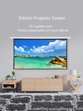  60-84 Inch 16:9 Wall Mounted Matte White Fabric Fiber Glass Electric Motorized Pull Down HD Projection Screen  For Home Theater 